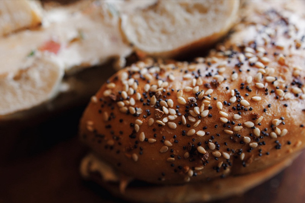 Everything bagel sandwich with cream cheese