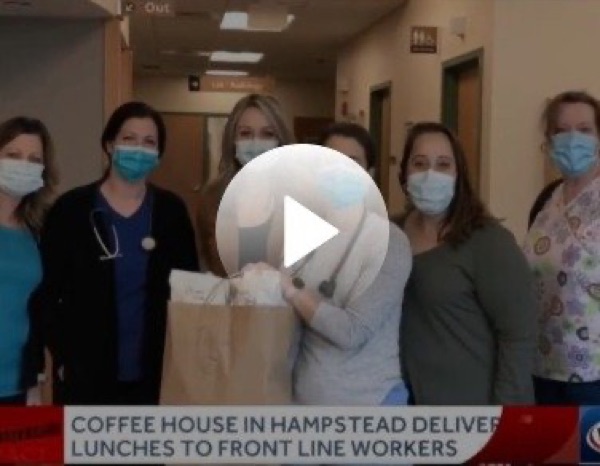 News coverage of BeanTowne delivering lunches to frontline hospital workers