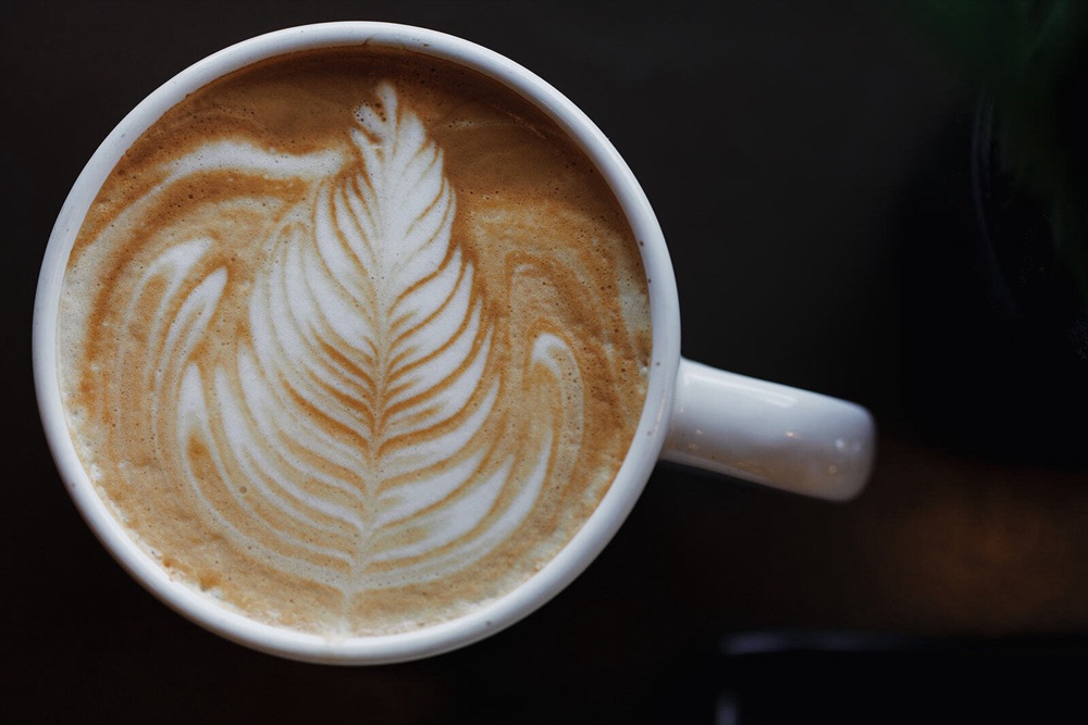 Latte with rosetta art